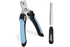 Longivia® Coupe Ongle Chien et Chat Professionnel Mesure Grande Taille 15,5 cm en Acier Inoxidable – Pince Griffe pour Toilettage Chiens avec Securite - Accessoire Animaux (Bleu-Noir)