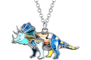 DOWAY Cute Emaille Dinosaurier Kette Halskette Triceratops Anhänger für Damen Frauen Mädchen Tyrannosaurus Rex Geschenke