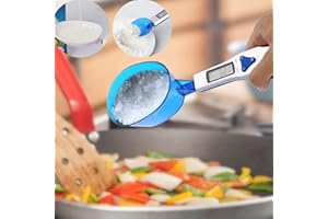 DENASH Bilancia Digitale Portatile per Alimenti, Bilancia per Cucchiai da Cucina da 500 g/0,1 g con 3 Misurini, Aiutante da Cucina Ideale(Blu)
