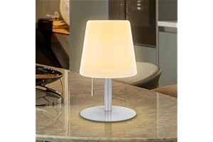 ‎GGNOO GGNOO LED Tischlampe Akku mit Zugschnur 2700k-6000k LED Tischleuchte Kabellos Dimmbar Tischlampe Outdoor für Garten Schlafzimmer Wohnzimmer Camping Tisch Hotel Restaurant (Silber)