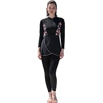 MEGASKA 2 Piece Modest Swimwear Front Zipper Full Sleeve Padded
