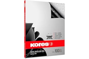 Kores - Black Carbon Paper for Typewriting, No Smearing and Reusable, School and Office Supplies, Format A4, 21 x 29.7 cm, Pack of 100 Sheets, Typewriting, Black, 100 Sheets