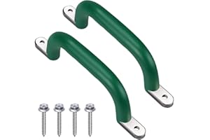 SELEWARE 2er-Pack Sicherheitsspielplatzgriffe, Haltegriffe aus Metall, 24 cm Handgriffe mit Fingervertiefungen für Kinderschaukel, Spielset, Klettergerüst, Spielhausgriffe, Grün