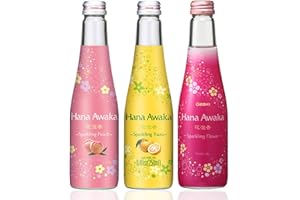LET'S GO MARKET Ozeki Hana Awaka Sparkling Sake Multi Flavours Peach/Yuzu/Flower (250ml * 3 Bottles) 5-7% Alc./Vol