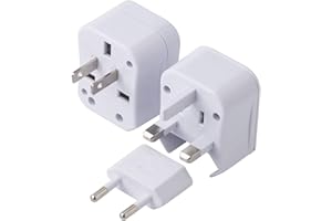 BEGOON Adaptateur de Voyage – Adaptateur Prise Courant International Universel – Embouts 3 en 1 –220V (Blanc)