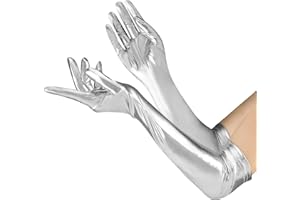 Psxuie Guanti Neri,Guanti In Pelle Verniciata,Guanti Neri Lunghi,Guanti Lunghi Donna