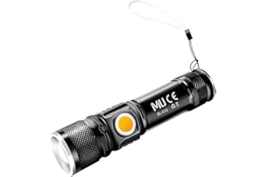 M MU Mulin Torcia LED Ricaricabile, Torcia Led Potente Professionale Per Campeggio Militare, a LED, 10 Mila Volte Torcia Alta luminosità Elettrica Alta Potenza LED Regolabile Portatile|1200mA, 1PZ