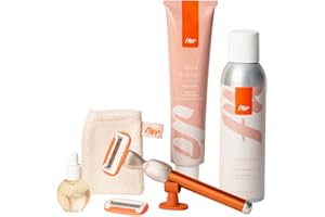 Fler Dream Team Set - Rasoio Donna, Supporto e 2 Lamette di Ricambio, Rasoi Unisex, Set con Mousse per Depilazione, Olio Post Depilazione e Crema Corpo Lenitiva, Lametta con Aloe Vera (Arancio Sicily)