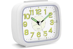 Pilmoux Alarm Clocks Bedside Non Ticking Battery Powered Silent Luminous Clock Large Dial Table Clocks for Bedrooms Snooze Night Light Loud Crescendo Alarm for Home Kids Children