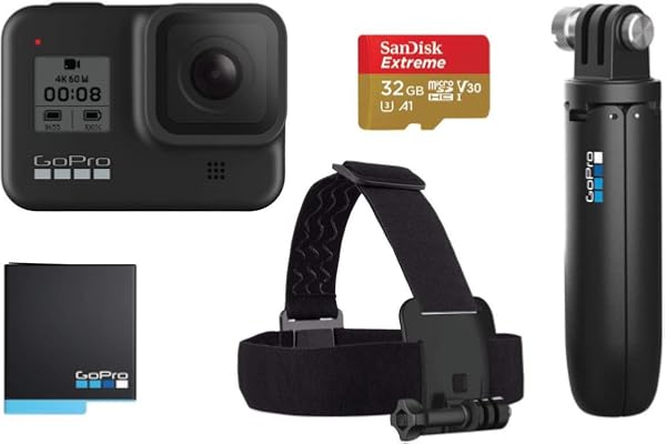 GoPro Pack HERO8 Black - comprend Shorty, bandeau, batterie de rechange et carte mémoire de 32 Go