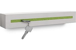 Buchenbusch urban design Schlüsselbrett mit Ablage aus Beton Light Edition 33x6x5 cm, Schlüsselboard Wand, Schlüsselaufbewahrung Flur, Hellgrün