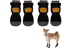 CUHZA 2 pares de calcetines antideslizantes de interior para perros, protectores antideslizantes para perros, calcetines antideslizantes de doble cara con correa ajustable, calcetines para perros pequeños y