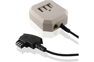 BestPlug 20cm Telefon Fax Kabel Adapter Verteiler Splitter Weiche | 1 TAE-F Stecker auf 1 TAE-F Buchse, 2 TAE-N Buchse und 1 RJ11 Buchse | Schwarz, Beige (verbesserte Ausführung v. 5.5)