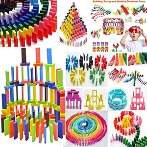 Toyhills Dominos Blocks Game Wooden Toys for Kids Building Blocks Creative Toys for Baby Girls & Boys Colorfull Educational Activity Puzzle Toys Super Bricks Kids Gamers (Pack of 120)