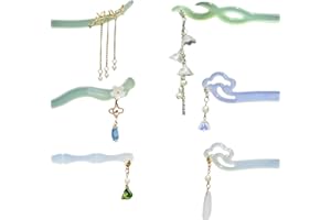 Eabdice 6 sztuk chińskich patyczków do włosów w stylu retro, pałeczki do włosów, wykonane z octanu celulozy, do utrwalania i ozdabiania fryzur