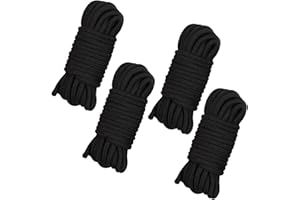 FAYEMINT 4 Rouleaux Corde en Coton Doux, Épaisseur 8 mm Longueur 10 m, Cordon torsadé épais Multifonctionnel, pour Le Camping, Le Jardinage, Le nautisme, Le tir à la Corde, Les Animaux, l’Escalade(Noir)