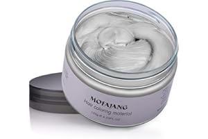 MOFAJANG Cera Temporanea per Capelli, Formula Vegetale Facile da Lavare, Argilla per Capelli per Uomini e Donne, Cera Opaca per Tinture per Capelli per Feste, Cosplay e Halloween, 120g(Bianco)