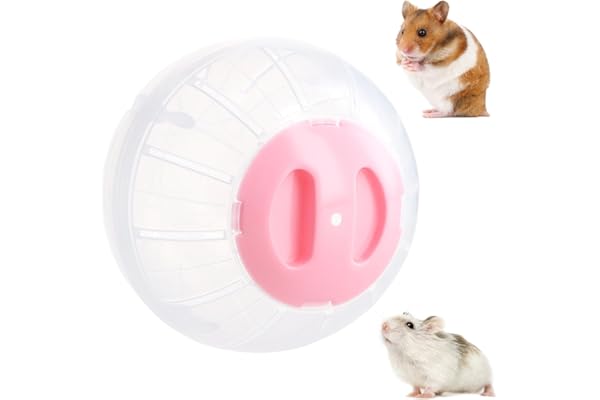 Boule hamster 14,5cm, Balle d'exercice pour Cochon d'Inde, Gerbille, Hérisson, Transparent Mignon Animal, Ballon de Course (Rose)