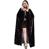 Myir JUN Mantello con Cappuccio Velluto, Adulto Bambini Halloween Mantelli Lungo Halloween Costume Unisex Strega Wicca (XXL, 