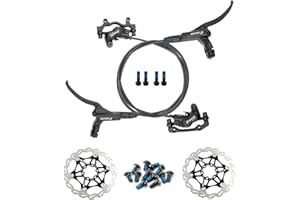 NYK Zoom Jeu de freins à disque hydrauliques à 4 pistons pour VTT avant et arrière avec rotor à disque flottant 160 mm et boulons colorés