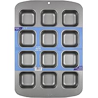 PME CSB106 Carbon Steel Non-Stick 12 Mini Square Cake Pan, Grey, 37.29 x 26.1 x 3.1 cm