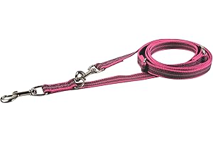 HERM SPRENGER Gummierte Leine, 3-Fach verstellbar - pink, 230 cm (2,3 m)