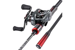 Sougayilang - Combo de caña y carrete de cebo, acción media 1,8 m/2,1 m, perfil bajo con mango SuperPolymer