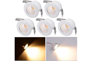 Elitlife 5Pcs 3W LED Recessed Small Spot Lamp Ceiling Light with Transformer LED Recessed Ceiling Lights Downlights for Living Room Cabinet etc (Warm White) [Energy Class A+++]