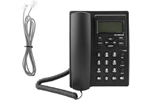 Eboxer LCD-Display Schnurgebundenes Telefon mit Freisprechfunktion 3-Gruppen-Alarme Desktop-Kabelgebundenes Telefon für Büro (Schwarz)