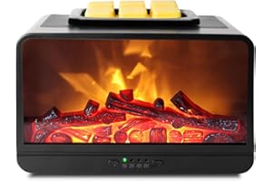 EQUSUPRO Wax Melt Warmer Electric Burner - Flame Fireplace Candle Wax Warmer, Wax Melter for Scented Wax with 4 Timer, Flame Light Fragrance Wax Cubes Oil Warmer Gift & Decor for Home Office (Black)