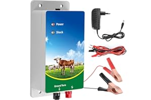DNOYEVVS 10KM Clôture électrique pour bétail, Électrificateur de clôture électrique, Contrôleur haute tension pour clôture pour moutons, bovins, chevaux et volailles Outil d'énergisation
