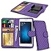 Price comparison product image N4U Online® Purple Carbon Fibre Clip On Series PU Leather Wallet Book Case For Microsoft Lumia 950 XL