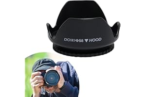 HIOIP Gegenlichtblende Ø 58mm Sonnenblende für Canon EOS 2000D 3000D 4000D 250D 90D 80D 77D 1500D 1300D, Kamera Blume Streulichtblende Schattenschutz Ersatz Kompatibel mit Canon EF-S (Schwarz)