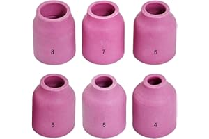QAQGEAR TIG Gas Lens Ugello in allumina Tazze in Ceramica 53N58 4# 53N59 5# 53N60 6# 53N61# 7 53N61S 8# Fit SR Db WP 9/20/25/17/18/26 Torcia per Saldatura TIG 6 Pezzi