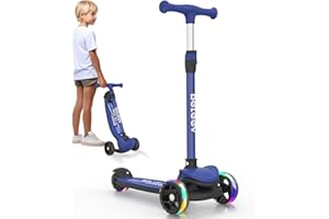 ‎BELEEV BELEEV A8 Scooter Roller Kinder 6 Jahre, Faltbarer Premium Dreiradscooter mit LED Leuchträdern, 4 Höhenverstellbarer, Extra-breite & Rutschfeste Plattform, 3 Räder Roller für Mädchen Jungen 3-12 Jahre