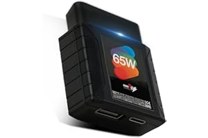 JUTA PD65W High Power Car OBD2 to USB Adapter with Dual USB-C and USB-A Ports, Constant 12V/24V Power Fast Charger for Tablet, Laptop, Phone, Dash Camera and More, OBD2 Diagnostic Port Compatible