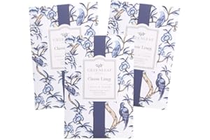 GREENLEAF - 3 pack of Classic Linen - Large Scented Sachet Bag, Drawer Fragrance Wardrobe Air Room Freshener for Living Room Bedroom Bathroom Laundry Basket Radiator or Car - Fresh & Clean