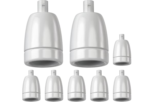 ledscom.de 8x E27-sockel, porslin, vit, 230V AC, max. 300W