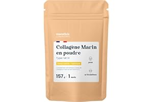 Collagene Marin Poudre Type 1 et 3, Saveur Pêche, Peptides Hydrolysés 2000 DA, Peau Hydratée & Articulations Souples, Sachet 157g, 5g par jour, Cure de 30 jours, Essentials by Novoma