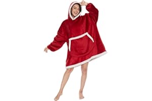 LLTTEER Sweat Plaid à Capuche Surdimensionné de Noël,Pull Polaire Femme, Sweat à Capuche Confortable Super Doux avec Poche géante,Sweat à Capuche géant Confortable pour Adultes