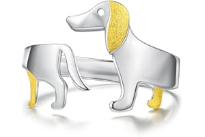 Springlight ✦ Muttertagsgeschenke für Mama S925 Sterling Silber Ringe Reizender Dackel-Hund Offener Ring Verstellbarer Ringe Frauen Handmade Schmuck Damen Geschenke für Frauen, Muttertag Geschenk.