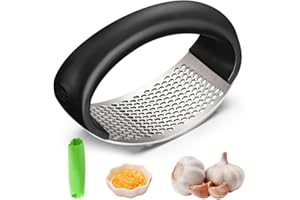 TOPBASHGO Spremiaglio 2024 Ultima grattugia aglio, Dispositivo di cottura Affettatrice aglio Garlic Press Rocker Utilizzato per verdure tritate (nero)