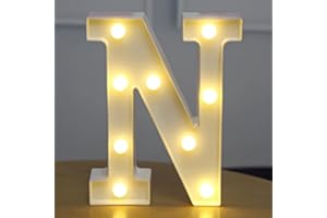 BESCH Letra Luminosas mayúscula Decorativas de Plástico 22cm (N) para decoración del hogar con Luces LED de color Blanco