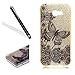Produktbild Galaxy A3 2017 Hülle,Samsung Galaxy A3 2017 Handyhülle,Leeook Luxus Gold Glitzer Shiny Hart Backcover Rückseite Hülle Schutzhülle Schwarz Schmetterling Muster Tpu Rahmen Weich Flexibel Silikon Bumper Handyhülle Etui Schale für Samsung Galaxy A3 2017 + 1 x Schwarz Eingabestift-Gold,Schwarz Schmetterling