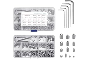 REFORUNG 260 PCS Tornillos Prisioneros de Cabeza Hexagonal M3 M4 M5 M6 M8 Tornillo Allen Sin Cabeza de Acero Inoxidable Tornillo Prisionero Allen con Caja y 5 Llaves para Puerta Garaje Grifo
