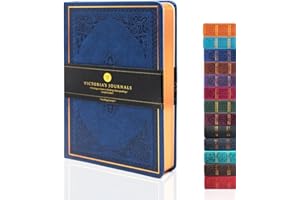 Victoria's Journals ONB1007 0 B6 Mini-Notizbuch, Taschenbuch, Vintage-Prägung, Journal, fester Einband, liniert, altmodisches Reisetagebuch, vergoldeter Rand, 16,5 x 11,9 cm, Marineblau