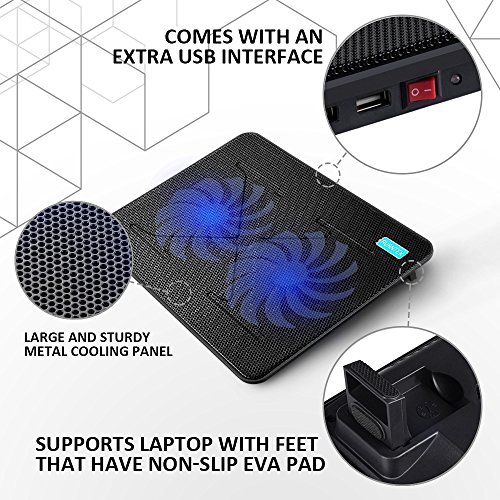 AVANTEK 17 Zoll Laptop K  hler Notebook Cooler St  nder K  hlpad K  hlmatte mit Dual 160mm L  fter  40 x 29 2 x 3 8cm 