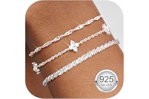 Finrezio 3 Stück Armband Damen Silber 925 Armbänder Silver Armband Set Gold 14 Karat Vergoldet Armbänder Damen Mit Cubic Zirkonia Verstellbare Armband Silber Schmuck für Damen