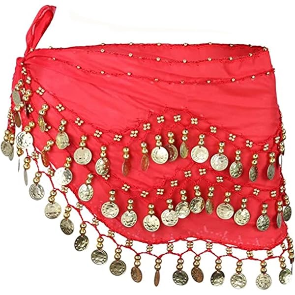 MOLFUJ Belly Dance Hip Scarf With 128 Gold Coins, Belly Dancer Belt Scarf Skirt For Women P 183136153 - View #10