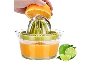 ProBytes Hand Press Citrus Juicer - 2 Reamers, 2 Way Zest Grater, Yolk Separator, 400ML Liquid Bowl, Filters Natural Juice, Ready to Drink, Oranges, Lemons, Grapefruits, Mandarins Squeezer - Green